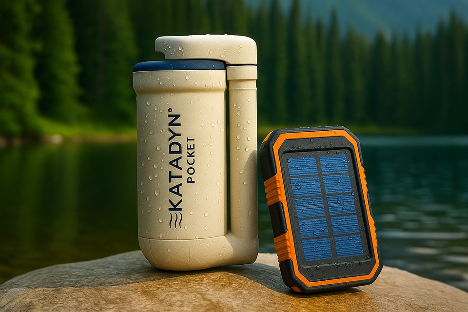 Water Filter and Solar Power Bank by Lake