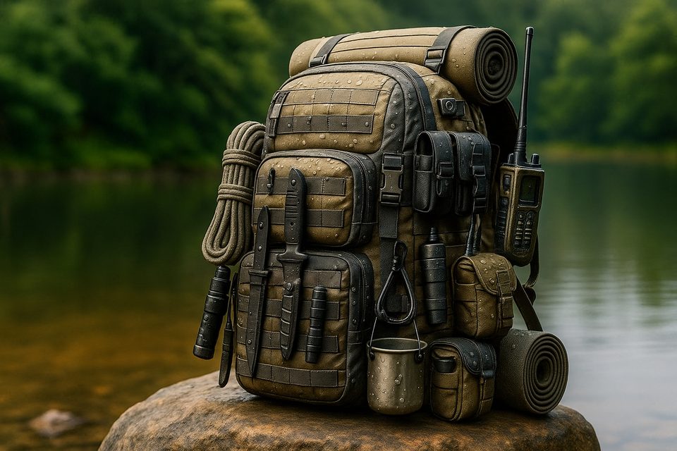 Backpack by the Lakeside Rock